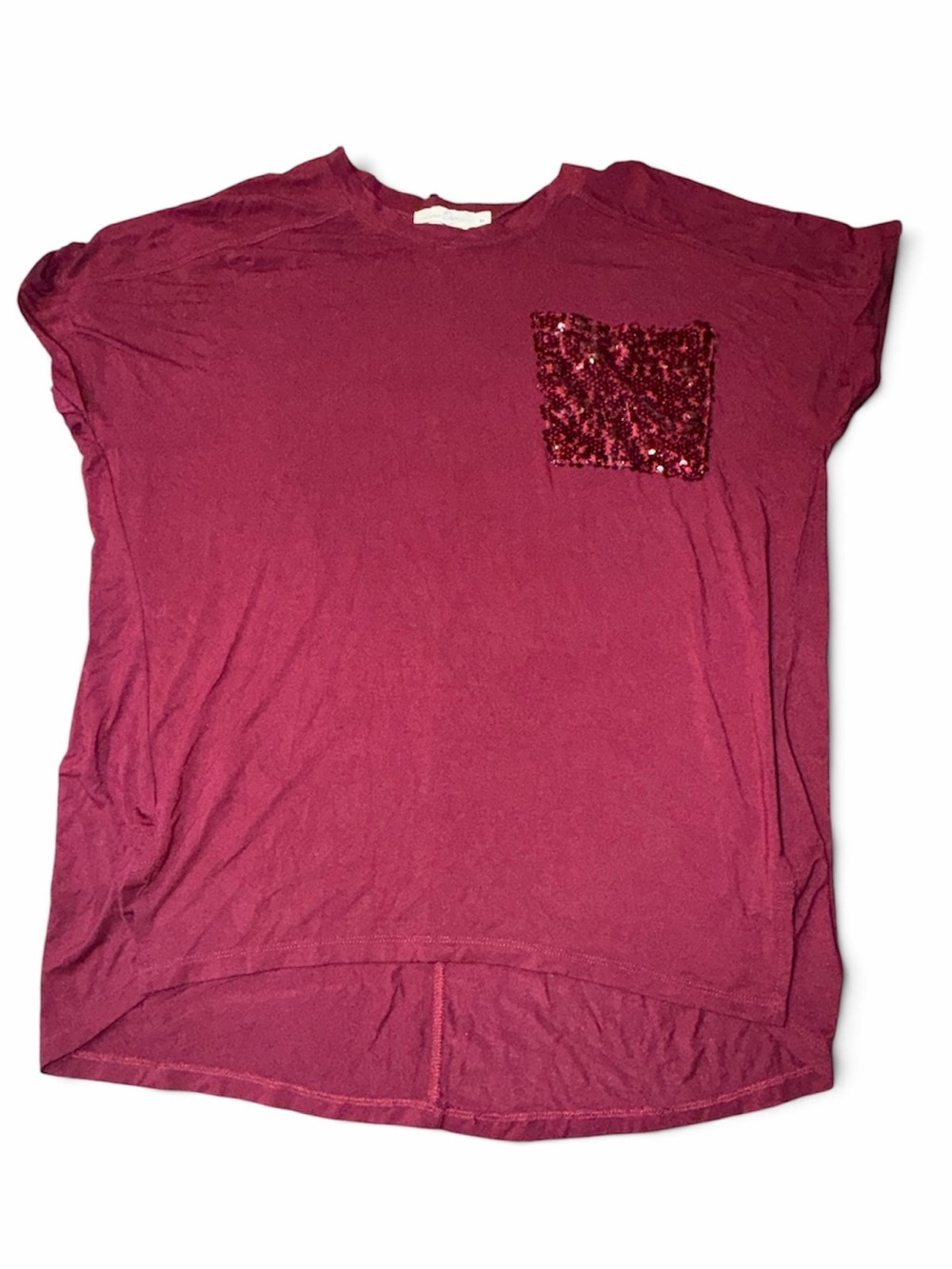 Collegiate Outfitters Sz Medium Maroon Sequin Pocket Top